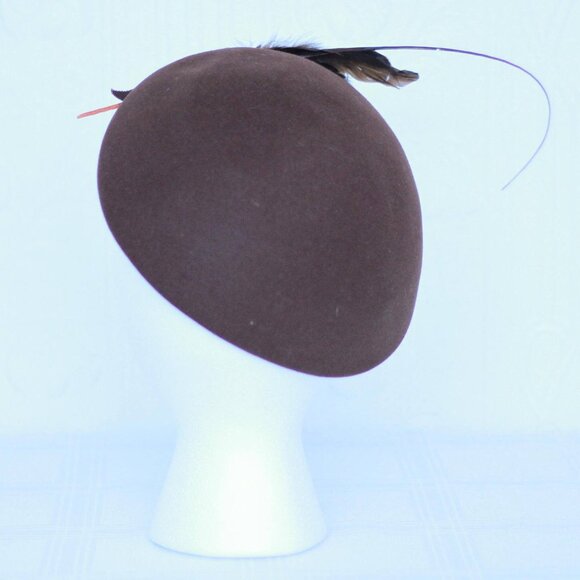 DOBBS classic brown felt hat with feathers - Picture 3 of 5